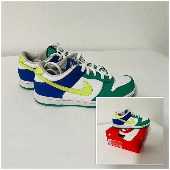 Nike Dunk Low BP Size 13C White/Lt Lemon Twist (FN6974 100) Sprite School Casual - Picture 1 of 8